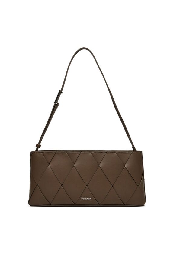Calvin Klein Torebka Ck Woven Elongated Shoulder Bag K60K612992 Brązowy. Kolor: brązowy. Materiał: skórzane
