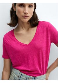 mango - Mango T-Shirt Linito 67006318 Różowy Relaxed Fit. Kolor: różowy. Materiał: len #7