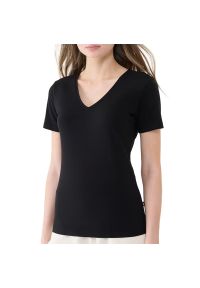 4f - Koszulka damska 4F WSS25TTSHF199020S - czarna. Kolor: czarny. Materiał: bawełna, dresówka, tkanina. Długość rękawa: krótki rękaw. Długość: krótkie #1