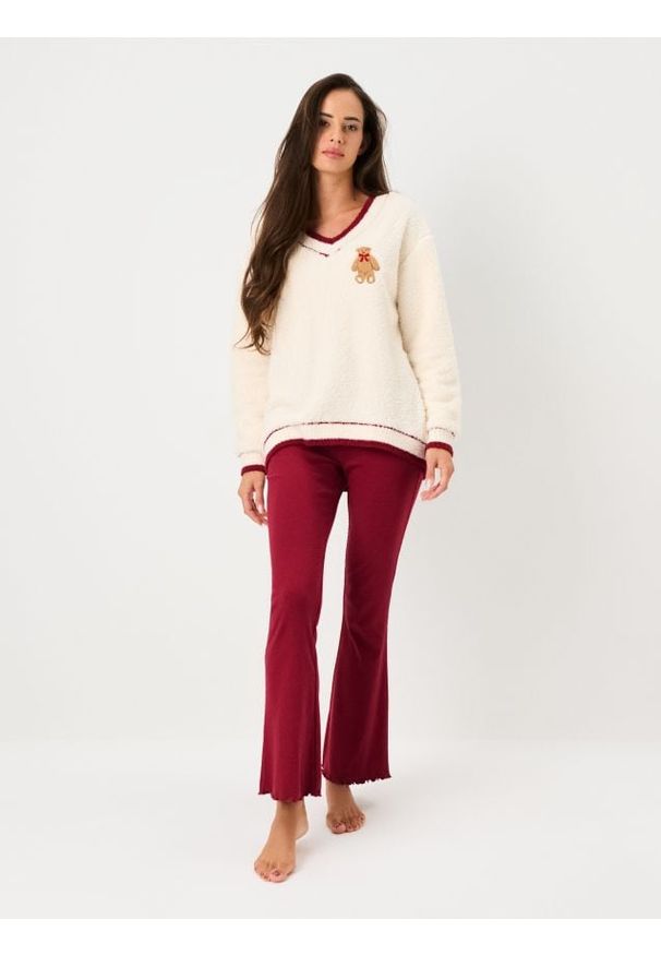 Sinsay - Piżama dwuczęściowa - kremowy. Kolor: kremowy