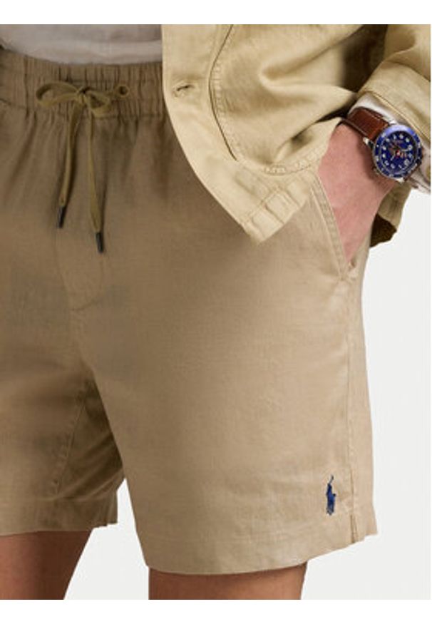 Polo Ralph Lauren Szorty materiałowe 710958586002 Beżowy Classic Fit. Kolor: beżowy. Materiał: len