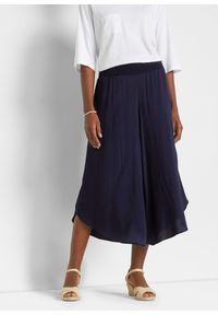 bonprix - Spodnie culotte w długości do łydki, z miękkiej wiskozy. Kolor: niebieski. Materiał: wiskoza. Styl: elegancki #1