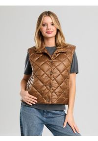 Sinsay - Pikowana kamizelka - brązowy. Kolor: brązowy #1