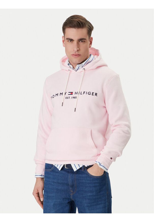 TOMMY HILFIGER - Tommy Hilfiger Bluza Logo MW0MW11599 Różowy Regular Fit. Kolor: różowy. Materiał: syntetyk