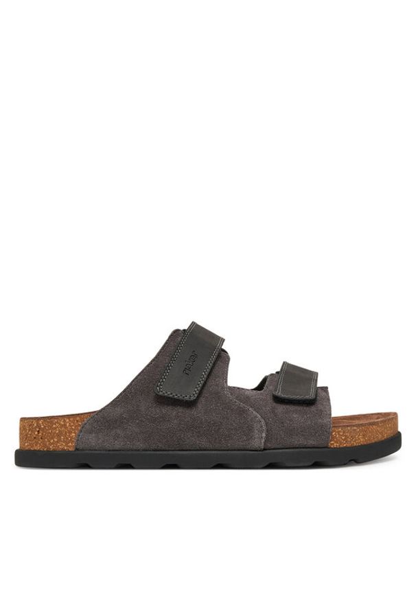 Rieker Klapki 21160-45 Szary. Kolor: szary. Materiał: skóra, zamsz