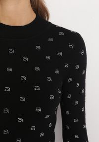 Born2be - Czarny Sweter z Wiskozy w Cyrkonie Babava. Kolor: czarny. Materiał: wiskoza. Sezon: jesień, zima #4