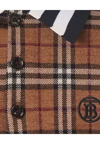 Burberry - BURBERRY - Koszulka polo w kratkę. Typ kołnierza: polo. Kolor: beżowy. Materiał: wełna. Wzór: kratka. Styl: vintage