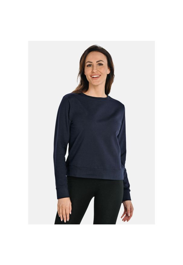 TEYLI - Bawełniana bluza damska z okrągłym dekoltem Teyli Ellis. Kolor: niebieski. Materiał: elastan, bawełna. Sport: fitness, turystyka piesza