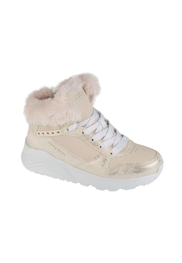 skechers - Buty zimowe dziewczęce, Uno Lite - Comfurt Collar. Kolor: beżowy. Sezon: zima