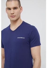 Emporio Armani Underwear T-shirt (2-pack) męski kolor granatowy z nadrukiem. Okazja: na co dzień. Kolor: niebieski. Materiał: dzianina. Wzór: nadruk. Styl: casual