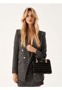 Kazar - Elegancka torebka kuferek z tłoczonej skóry. Kolor: czarny. Materiał: skórzane, z tłoczeniem. Styl: elegancki #10