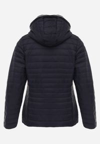 Born2be - Granatowa Pikowana Kurtka Przejściowa z Kapturem z Lamówką i Ściągaczami Zidara. Okazja: na spacer. Typ kołnierza: kaptur. Kolor: niebieski. Materiał: poliester, jeans, dresówka #6