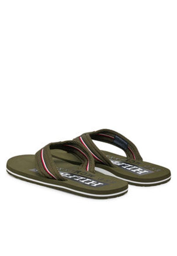 TOMMY HILFIGER - Tommy Hilfiger Japonki Corporate Hilfiger Beach FM0FM05436 Czerwony. Kolor: czerwony, brązowy. Materiał: materiał