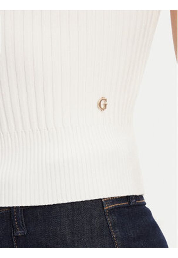 Guess Sweter W5YR04 Z0040 Biały Regular Fit. Kolor: biały. Materiał: syntetyk