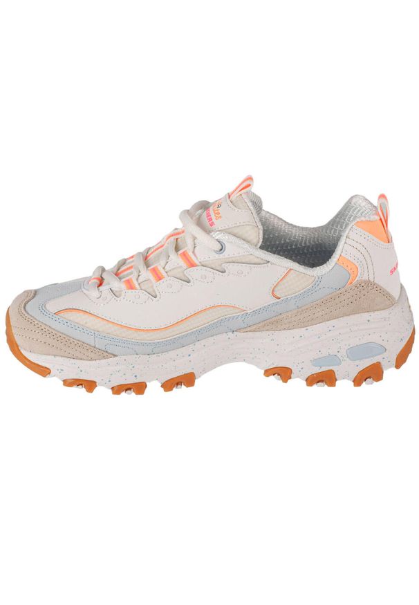skechers - Buty sportowe Sneakersy damskie Skechers D'Lites - Bold Views. Zapięcie: sznurówki. Kolor: beżowy, wielokolorowy, biały. Materiał: skóra, syntetyk, materiał, tkanina. Szerokość cholewki: normalna. Model: Skechers Sport. Sport: turystyka piesza