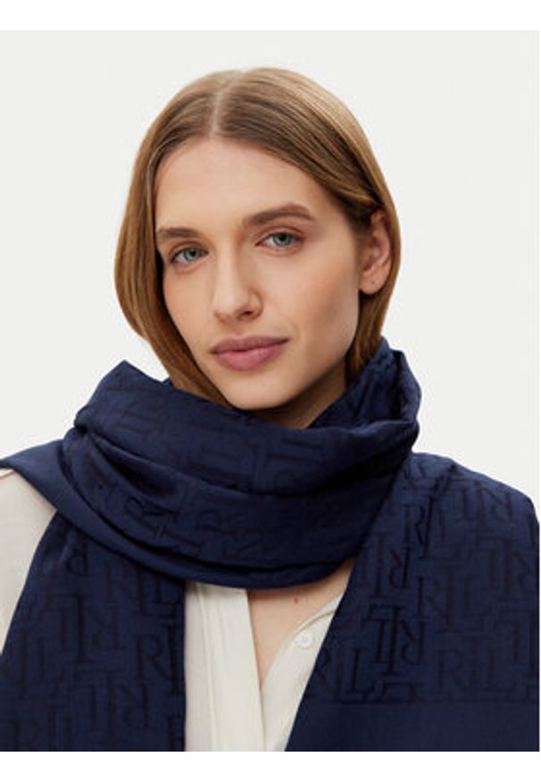 Lauren Ralph Lauren - LAUREN RALPH LAUREN Szal 454937219001 Granatowy. Kolor: niebieski. Materiał: bawełna