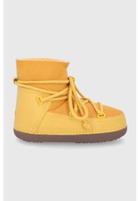 Inuikii Śniegowce kolor żółty. Nosek buta: okrągły. Zapięcie: sznurówki. Kolor: żółty. Materiał: guma, wełna