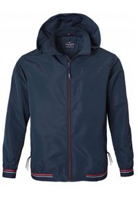 Granatowa Wiatrówka Męska z Odpinanym Kapturem - Pako Jeans. Kolor: niebieski. Materiał: poliester. Sezon: wiosna, jesień #1