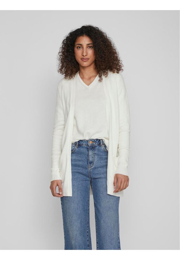 Vila Kardigan Ril 14044041 Biały Regular Fit. Kolor: biały. Materiał: wiskoza