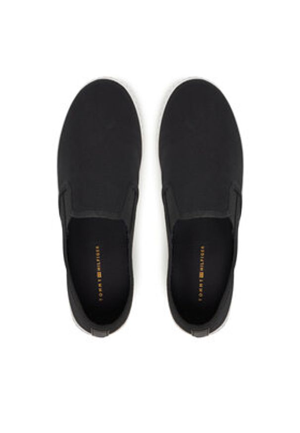 TOMMY HILFIGER - Tommy Hilfiger Tenisówki Canvas Slip-On Sneaker FW0FW08640 Czarny. Zapięcie: bez zapięcia. Kolor: czarny. Materiał: materiał