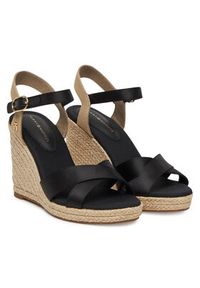 TOMMY HILFIGER - Tommy Hilfiger Espadryle Satin High Wedge Espadrille FW0FW08602 Czarny. Kolor: czarny. Materiał: materiał #5