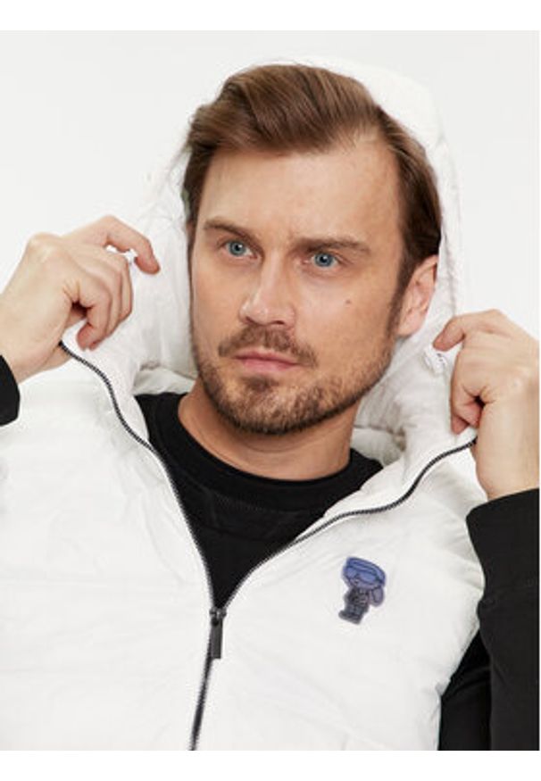 Karl Lagerfeld - KARL LAGERFELD Kamizelka 505403 542591 Biały Regular Fit. Typ kołnierza: dekolt w karo. Kolor: biały. Materiał: syntetyk