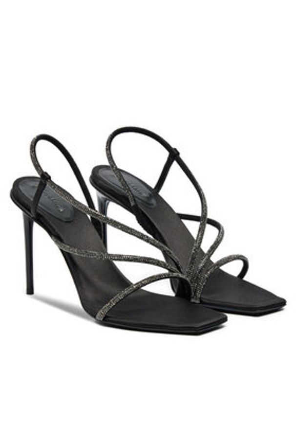 Max Mara Sandały Stark 2424526371600 Czarny. Kolor: czarny. Materiał: materiał