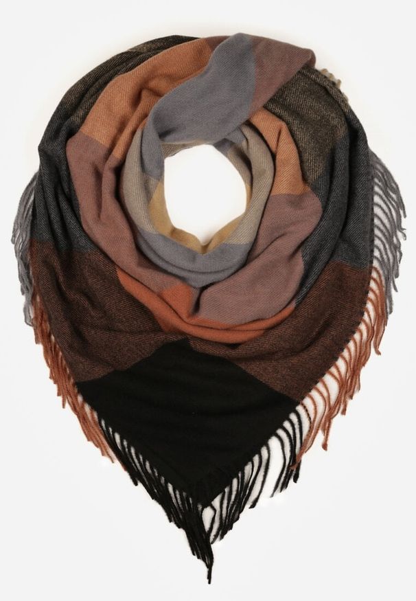 Born2be - Brązowy Szalik Bellaern. Kolor: brązowy. Materiał: futro, wiskoza, bawełna, tkanina. Styl: elegancki