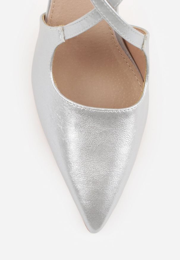 Renee - Srebrne Szpilki VICES ze Skrzyżowanymi Paseczkami i Wkładką ze Skóry Naturalnej Dalimara. Kolor: srebrny. Materiał: skóra. Obcas: na szpilce. Styl: elegancki