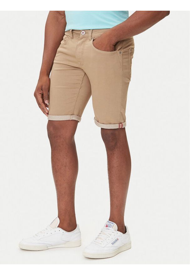 Petrol Industries Szorty jeansowe M-ROS-SHO005 Beżowy Slim Fit. Kolor: beżowy. Materiał: bawełna