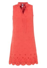 Sukienka z ażurowym haftem bonprix czerwony. Kolor: różowy. Wzór: ażurowy, haft #1