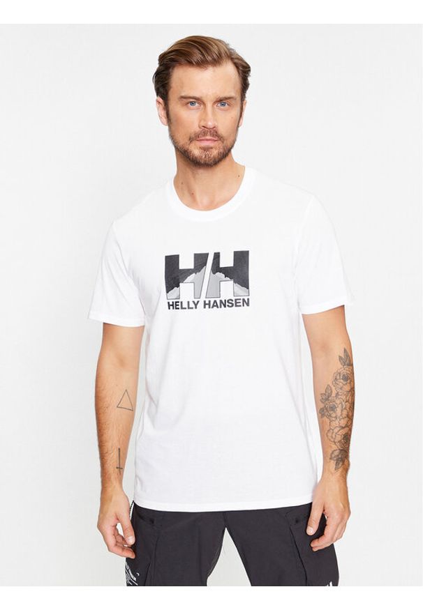 Helly Hansen T-Shirt Nord Graphic 62978 Biały Regular Fit. Kolor: biały. Materiał: bawełna