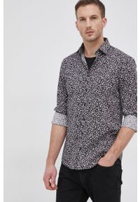 Calvin Klein Koszula męska kolor czarny slim z kołnierzykiem klasycznym. Typ kołnierza: kołnierzyk klasyczny. Kolor: czarny. Materiał: materiał, tkanina. Styl: klasyczny