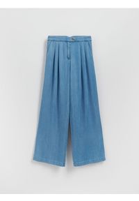Reserved - Jeansy wide leg z lyocellu - niebieski. Kolor: niebieski