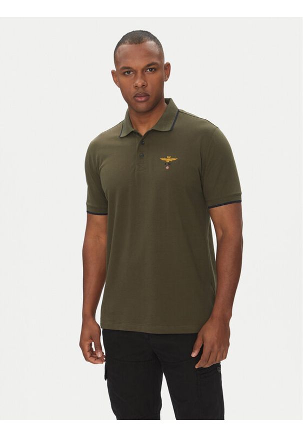 Aeronautica Militare Polo 251PO1308P82 Khaki Regular Fit. Typ kołnierza: polo. Kolor: brązowy. Materiał: bawełna