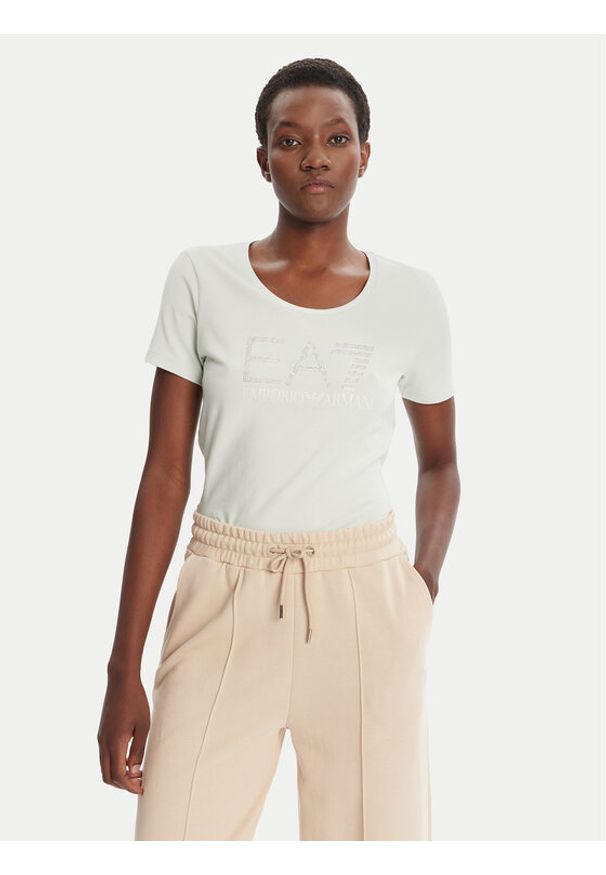 EA7 Emporio Armani T-Shirt 7W000094 AF10373 U9060 Błękitny Slim Fit. Kolor: niebieski. Materiał: bawełna
