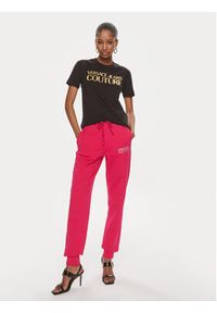 Versace Jeans Couture T-Shirt 76HAHT04 Czarny Slim Fit. Kolor: czarny. Materiał: bawełna