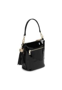 Kazar - Czarno-biała torebka damska. Kolor: czarny. Wzór: motyw zwierzęcy. Materiał: lakierowane, skórzane #4