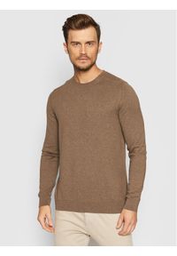 Selected Homme Sweter Berg 16074682 Brązowy Regular Fit. Kolor: brązowy. Materiał: bawełna
