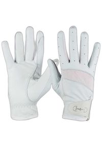 HORZE - Damskie skórzane i siatkowe rękawice jeździeckie Horze. Kolor: biały. Materiał: skóra. Sport: jeździectwo #1