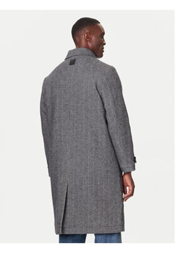Calvin Klein Płaszcz wełniany LV04LD510G Szary Regular Fit. Kolor: szary. Materiał: syntetyk