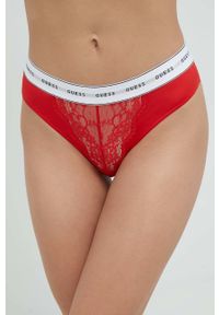 Guess stringi kolor czerwony z koronki. Kolor: czerwony. Materiał: koronka. Wzór: koronka #1