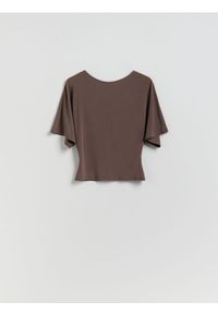 Reserved - Taliowana bluzka - beżowy. Kolor: beżowy. Materiał: dzianina. Wzór: gładki #1