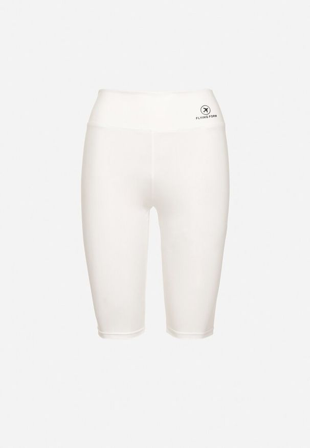 Born2be - Białe Szorty Kolarki z Wysokim Stanem i Gumką w Pasie Delnea. Stan: podwyższony. Kolor: biały. Długość: krótkie. Sezon: lato