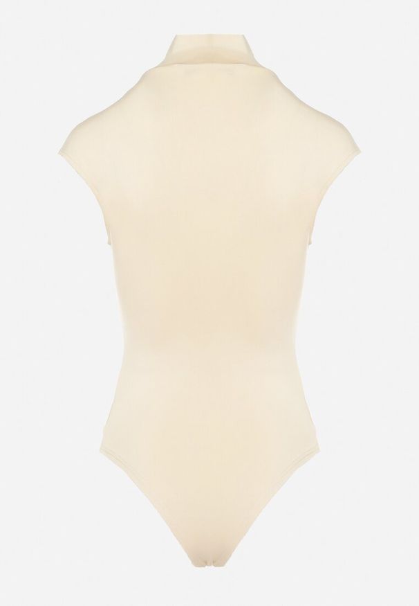 Born2be - Jasnobeżowe Body bez Rękawów z Golfem Vireases. Typ kołnierza: golf. Kolor: beżowy. Długość rękawa: bez rękawów. Styl: elegancki