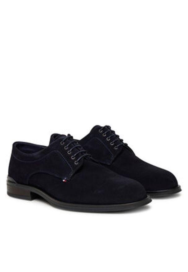 TOMMY HILFIGER - Tommy Hilfiger Półbuty Corporate Derby FM0FM05582 Granatowy. Kolor: niebieski. Materiał: zamsz, skóra