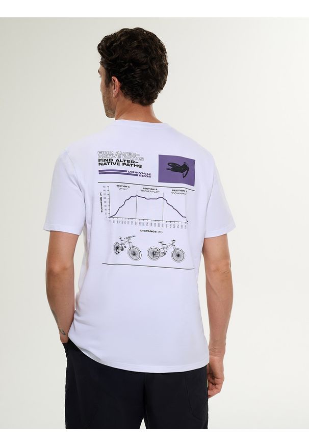 4f - 4F T-shirt relaxed z nadrukiem męski - biały M. Okazja: na co dzień. Kolor: biały. Materiał: materiał, bawełna, dzianina. Wzór: nadruk. Styl: casual