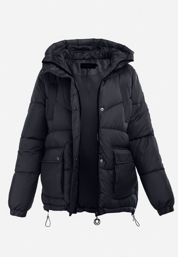 Born2be - Granatowa Kurtka Pikowana z Kapturem Lannea. Typ kołnierza: kaptur. Kolekcja: plus size. Kolor: niebieski. Materiał: jeans. Długość rękawa: długi rękaw. Długość: długie