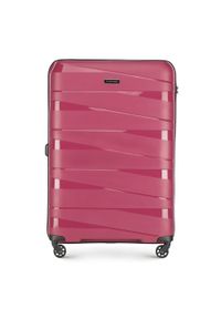Wittchen - Duża walizka z polipropylenu z geometrycznymi tłoczeniami. Kolor: różowy. Materiał: guma. Wzór: geometria. Styl: elegancki #1