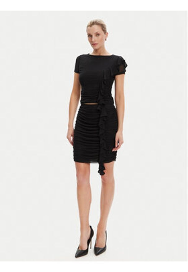 Guess Spódnica mini W5YD56 KCZC2 Czarny Regular Fit. Kolor: czarny. Materiał: syntetyk